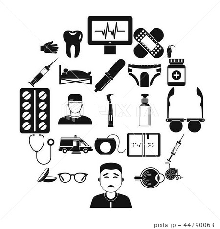 Care of relatives icons set, simple style 44290063