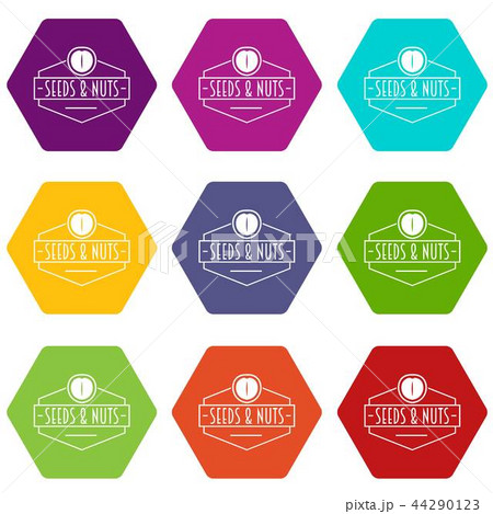 Nut and seed emblem icons set 9 vector Nut and seed emblem icons set 9 vector 44290123