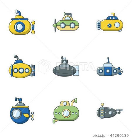 Underwater vessel icons set, cartoon style 44290159