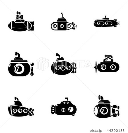 Underwater boat icons set, simple style 44290183