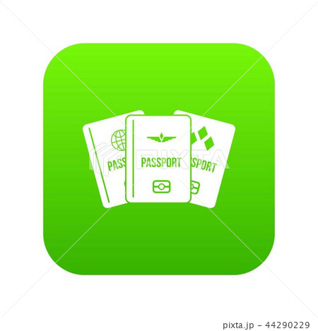 Passports icon digital green 44290229