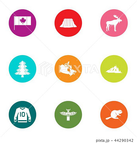 Canadian forest icons set, flat style Canadian forest icons set, flat style 44290342