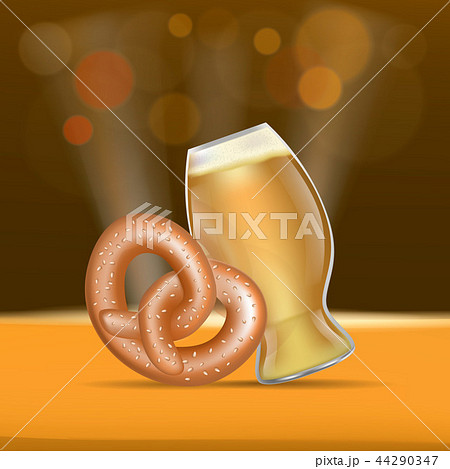 Beer and pretzel fest concept banner, realistic style 44290347