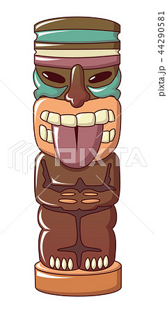 Wooden idol icon, cartoon style 44290581