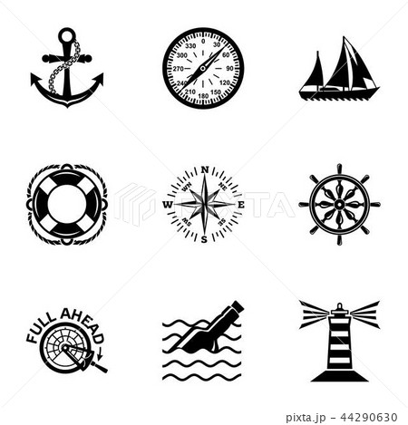 Waterway icons set, simple style Waterway icons set, simple style 44290630