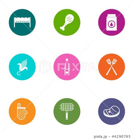 Electric grill icons set, flat style 44290765