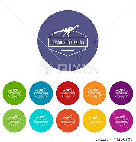 Jurassic lizard icons set vector color 44290809
