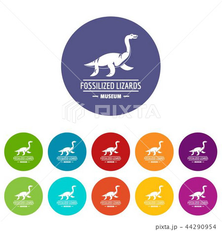 Jurassic museum icons set vector color Jurassic museum icons set vector color 44290954
