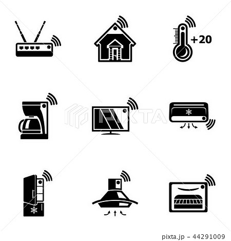 Wifi home icons set, simple style Wifi home icons set, simple style 44291009