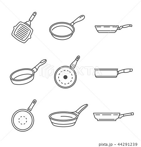 Griddle pan icon set, outline style 44291239