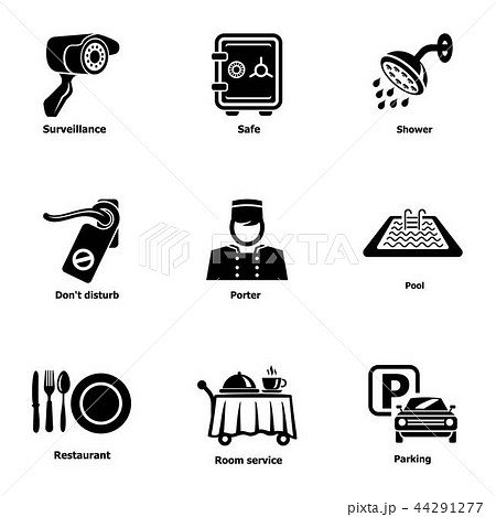 Parking spot icons set, simple style Parking spot icons set, simple style 44291277