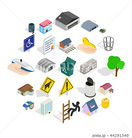 City buildings icons set, isometric style City buildings icons set, isometric style 44291340