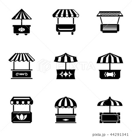 Boulevard shop icons set, simple style Boulevard shop icons set, simple style 44291341