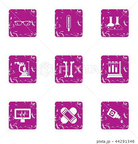 Elemental composition icons set, grunge style 44291346
