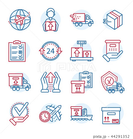 Global parcel delivery icon set, outline style 44291352