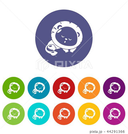 Sleeping lion icons set vector color Sleeping lion icons set vector color 44291366