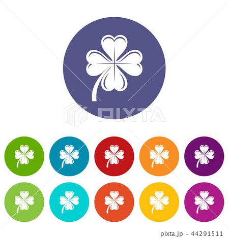 Four leaf clover icons set vector color 44291511