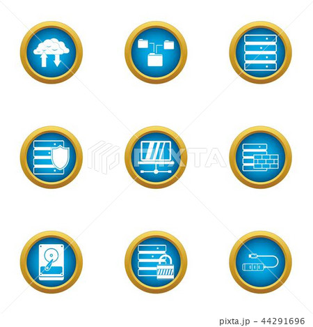Data stronghold icons set, flat style 44291696