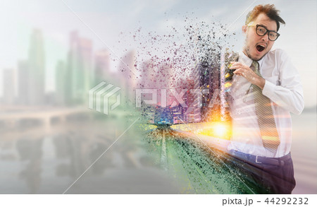 Double exposure surreal businessman running fast. Double exposure surreal businessman running fast. 44292232