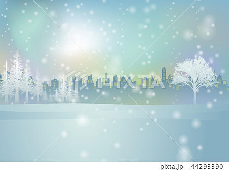 美しい雪景色の都市景観のイラスト素材