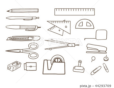 文房具のアイコンセット 線画のイラスト素材