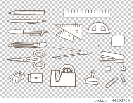 文房具のアイコンセット 線画のイラスト素材