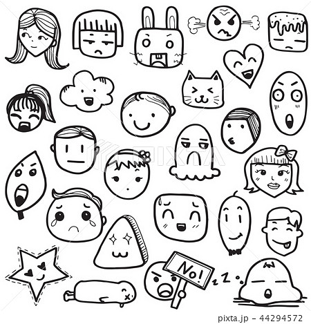 Set of hand drawn outline doodle emoticons vector 44294572