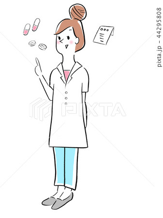 薬剤師　説明　人差し指　女性 44295808