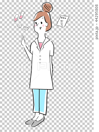 薬剤師　説明　人差し指　女性 44295808