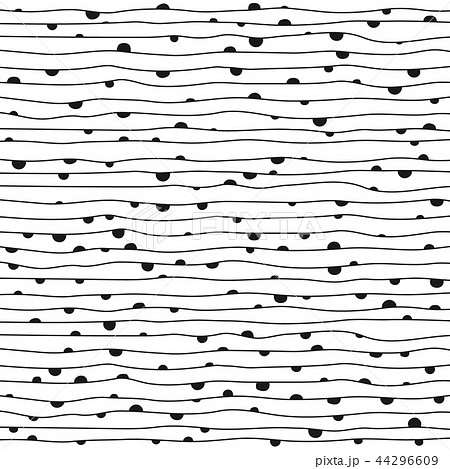 パターン：手描きラインとハーフドット 44296609