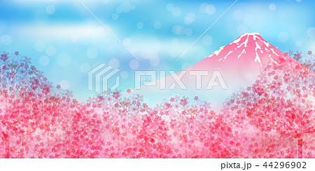 富士山 桜 年賀状 背景 のイラスト素材