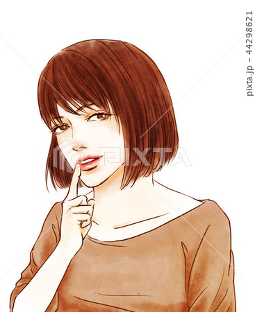 唇に指をあてる女性のイラスト素材