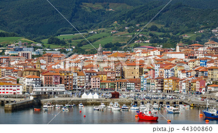 Bermeo village and port against the mountain 44300860
