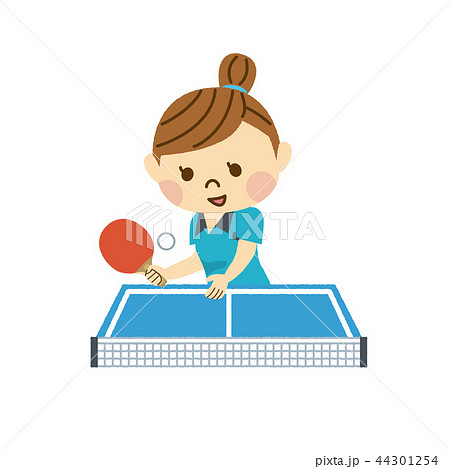 卓球をする女性のイラスト素材