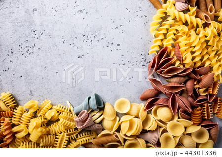 Assorted colorful italian pasta 44301336