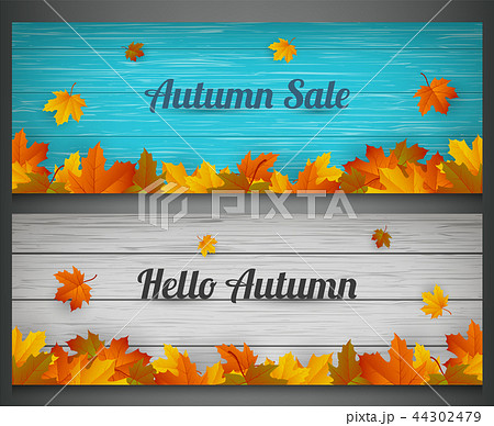 Autumn banners set. Autumn Sale. Background with falling leaves. Vector Autumn banners set. Autumn Sale. Background with falling leaves. Vector 44302479