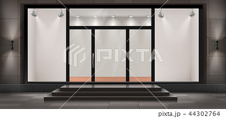 Vector storefront, empty illuminated showroom 44302764