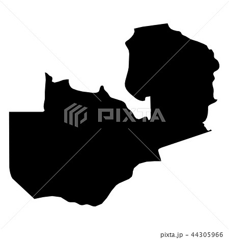 Zambia - solid black silhouette map of country area. Simple flat vector illustration 44305966