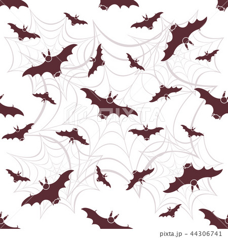 Halloween vector seamless pattern with web and bat 44306741