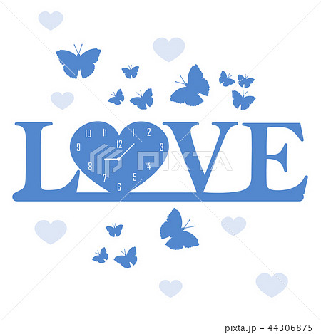 Romantic clock, butterflies and hearts Valentine's Romantic clock, butterflies and hearts Valentine's 44306875