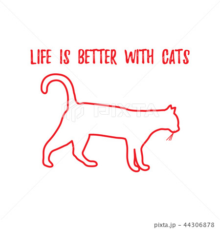 Silhouette walking cat and inscription Health 44306878