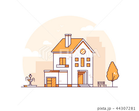 Apartment house - modern thin line design style vector illustration 44307281