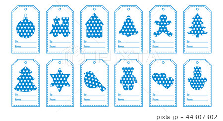 Gift tags with new year and christmas symbols with 44307302