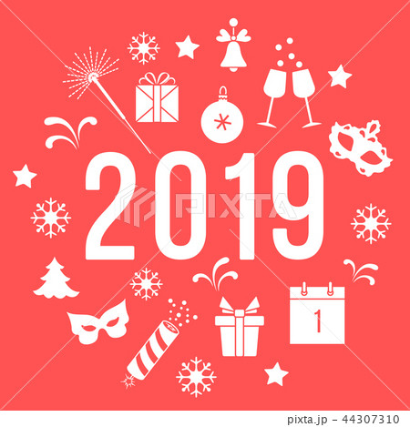 Gift, fireworks, glasses, fir-tree, mask, calendar 44307310