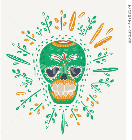 Hipster Day of the Dead Skull. 44308174