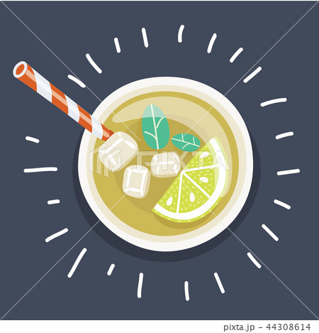 Iced tea with sliced lemon and mint 44308614