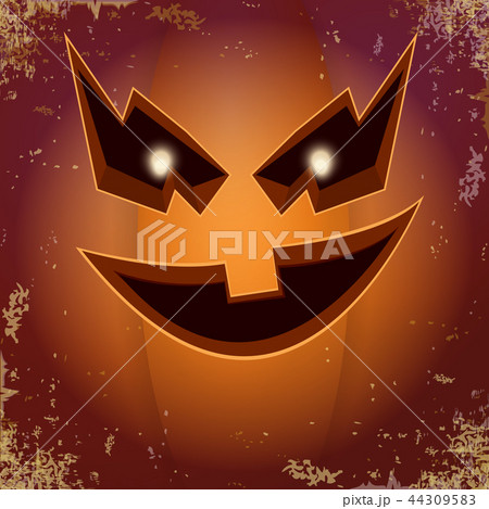 Halloween cartoon scary pumpkin with face . Vector cartoon Illustration of Carved pumpkin into jack 44309583