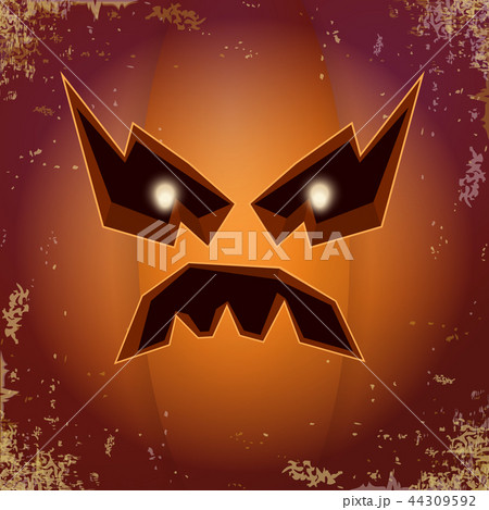 Halloween cartoon scary pumpkin with face . Vector cartoon Illustration of Carved pumpkin into jack 44309592