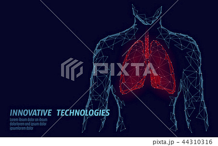 Man silhouette healthy lungs 3d medicine model low poly. Triangle connected dots glow point. Online Man silhouette healthy lungs 3d medicine model low poly. Triangle connected dots glow point. Online 44310316