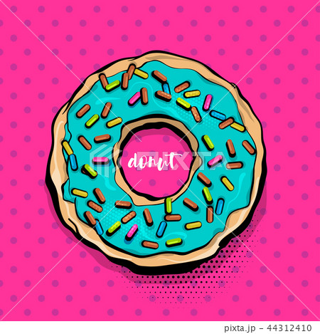 Doughnut donut cartoon pop artのイラスト素材 [44312410] - PIXTA